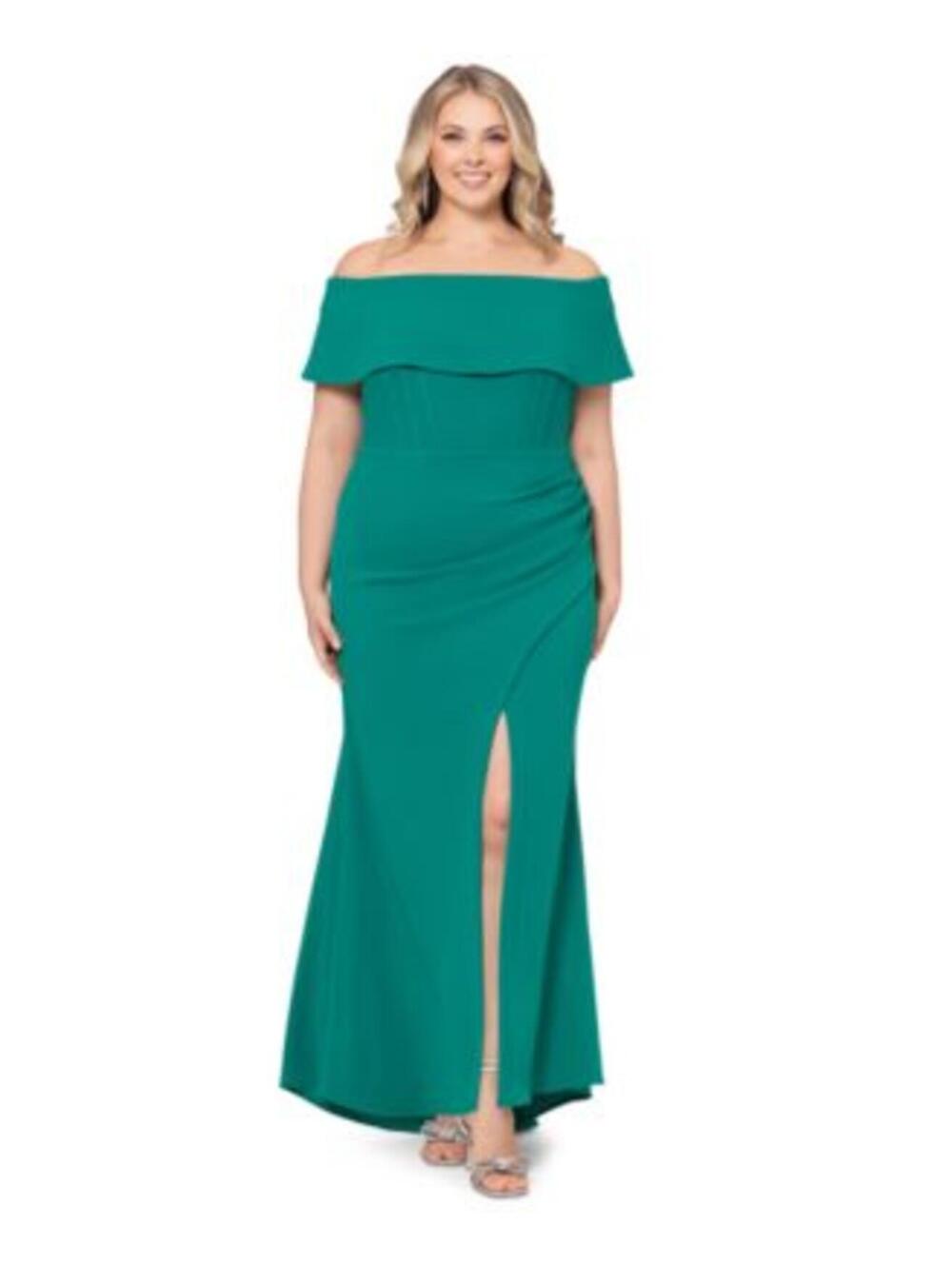 Betsy & Adam Plus Size Corset Off-The-Shoulder Gown nwot